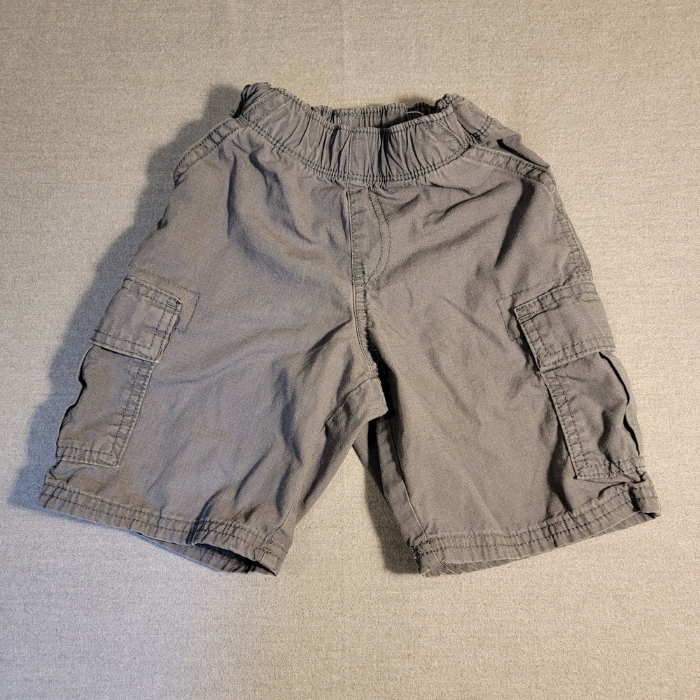The Children's Place Cargo Shorts Boys 4T Grey Excellent Ripstop Adjustable 621